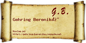 Gehring Bereniké névjegykártya