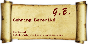 Gehring Bereniké névjegykártya